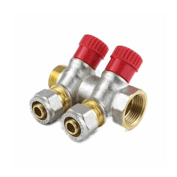 Коллектор лат клап рег красн 3/4&quot; м/р 2в Дн16 обжим мп 35мм Aquasfera 7018-01 ., фото , изображение 2