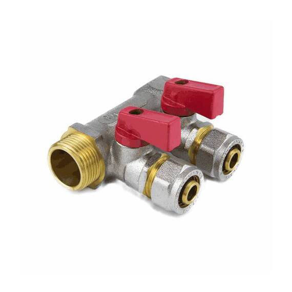 Коллектор лат шар/к красн 1&quot; м/р 2в Дн16 обжим мп 35мм Aquasfera 7016-04 ., фото , изображение 9