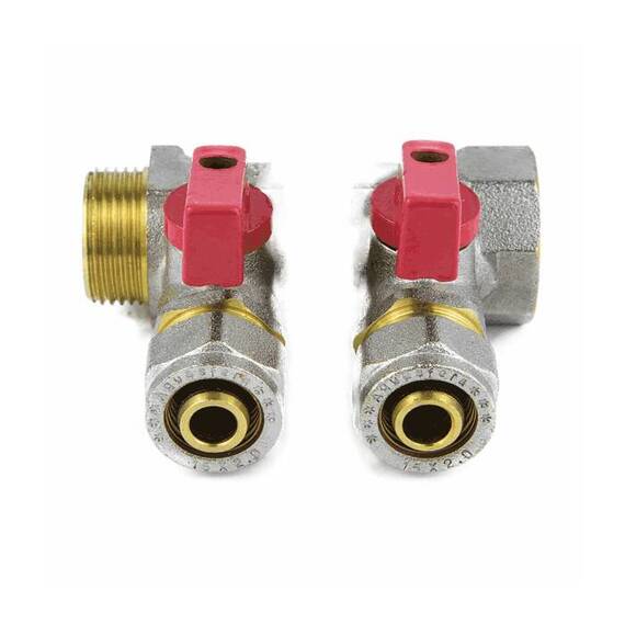 Коллектор лат шар/к красн 3/4" м/р 2в Дн16 обжим мп 35мм Aquasfera 7016-01, фото , изображение 2