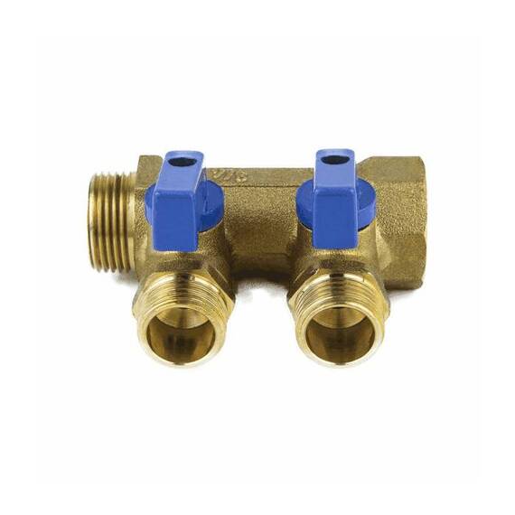 Коллектор лат шар/к син 3/4" м/р 2в 1/2" н/р 35мм Aquasfera 9025-01, фото , изображение 2