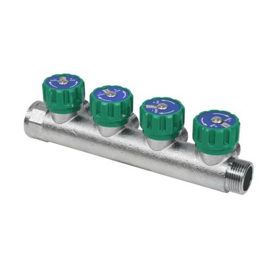 Коллектор лат клап рег 3/4" м/р 4в 1/2" ПУ н/р 45мм M110 SantechSystems, фото , изображение 2