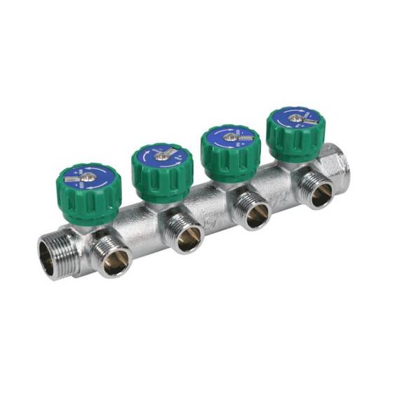 Коллектор лат клап рег 3/4" м/р 4в 1/2" ПУ н/р 45мм M110 SantechSystems, фото , изображение 3