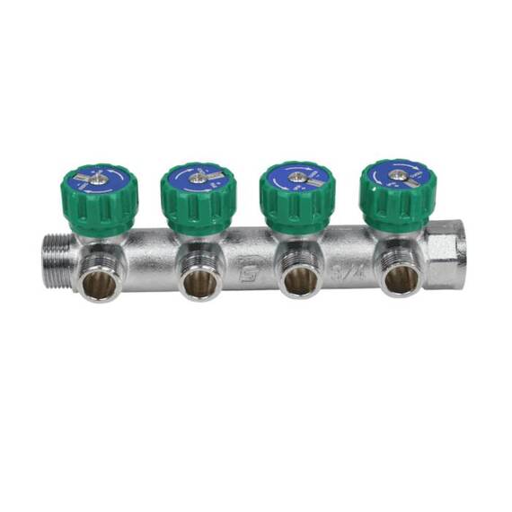 Коллектор лат клап рег 3/4" м/р 4в 1/2" ПУ н/р 45мм M110 SantechSystems, фото , изображение 5