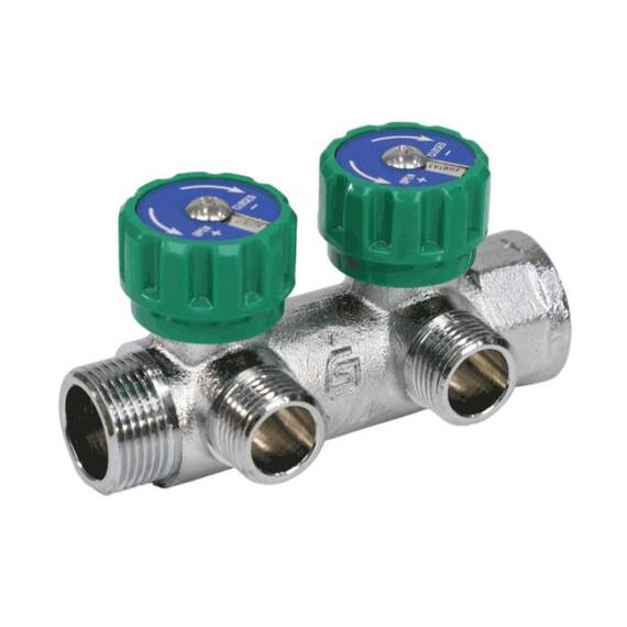 Коллектор лат клап рег 3/4" м/р 2в 1/2" ПУ н/р 45мм M110 SantechSystems, фото , изображение 2