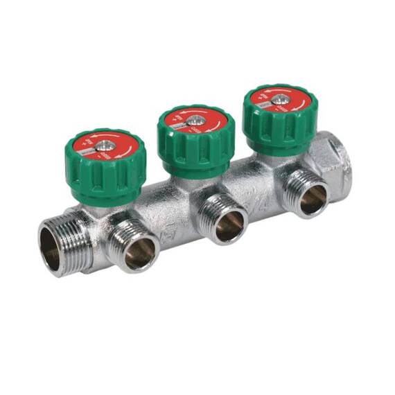 Коллектор лат клап рег 3/4" м/р 3в 1/2" ПУ н/р 45мм M110 SantechSystems, фото , изображение 3