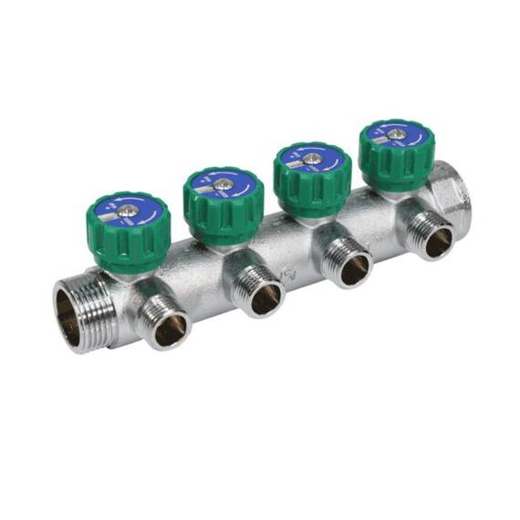 Коллектор лат клап рег 1" м/р 4в 1/2" ПУ н/р 45мм M110 SantechSystems, фото , изображение 3