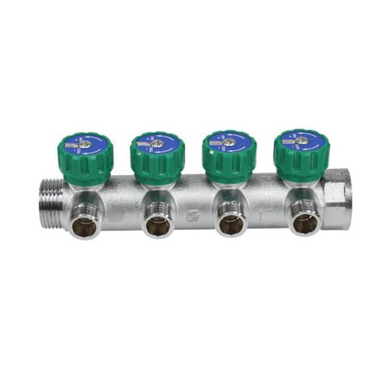 Коллектор лат клап рег 1" м/р 4в 1/2" ПУ н/р 45мм M110 SantechSystems, фото , изображение 5