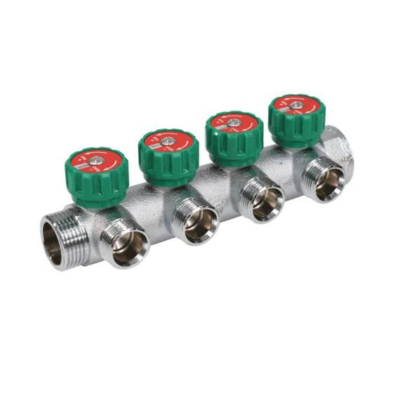Коллектор лат клап рег 1" м/р 4в 3/4" ЕК н/р 45мм M111 SantechSystems, фото , изображение 2