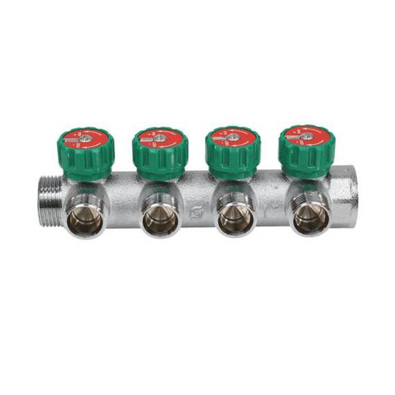 Коллектор лат клап рег 1" м/р 4в 3/4" ЕК н/р 45мм M111 SantechSystems, фото , изображение 4