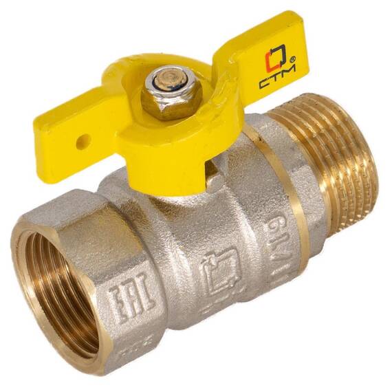 Кран шар. для газа 1/2" г/ш бабочка CTM ГАЗ CGFMB012, фото 