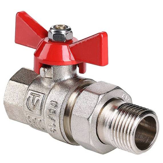 Кран шар. Valtec VT.227.N.05 BASE ВН 3/4" с американкой бабочка, фото 