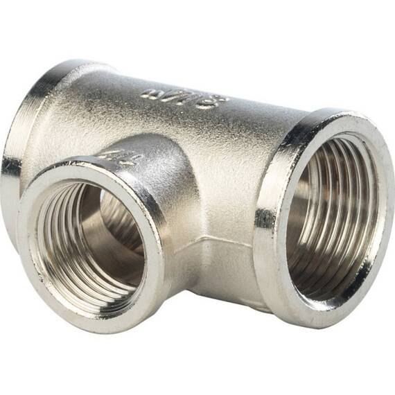 Тройник переходной STOUT никелированный ВВ 3/4"х1/2"х3/4", фото 