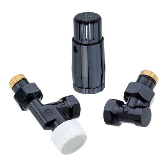 Комплект подключения SCHLOSSER STANDARD MINI 1/2" осевой, Ral 9005, с термоголовкой MINI М30х1,5, фото 