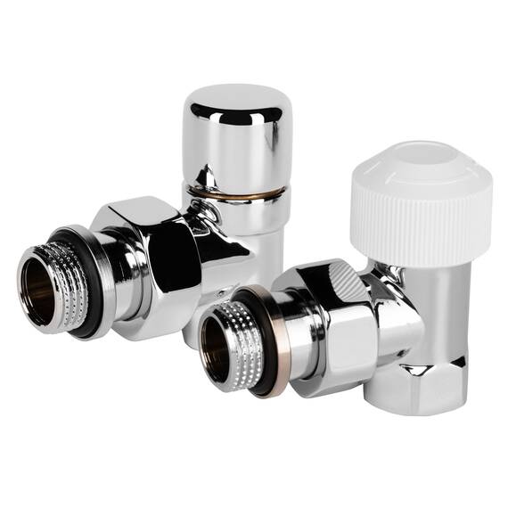 Набор термостатический для радиатора угловой Royal Thermo Design 1/2"М30х1,5 (Хром), фото 