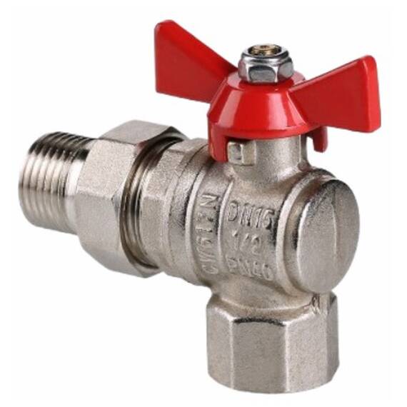 Кран шар. Valtec VT.228.N.06 BASE ВН 1" с американкой бабочка угловой, фото , изображение 5