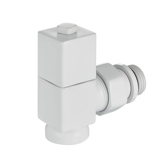 Набор дизайн-вентилей Royal Thermo CUBE, угловой (белый) 1/2", фото , изображение 4