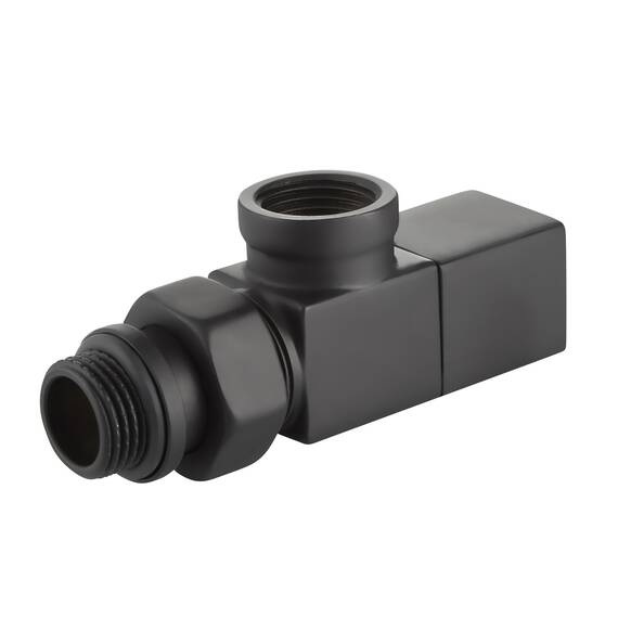 Набор дизайн-вентилей Royal Thermo CUBE, осевой (черный) 1/2", фото , изображение 2