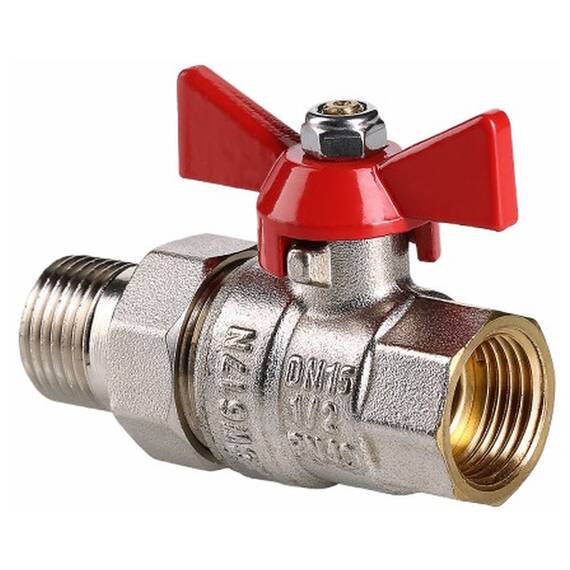 Кран шар. Valtec VT.227.N.05 BASE ВН 3/4" с американкой бабочка, фото , изображение 5