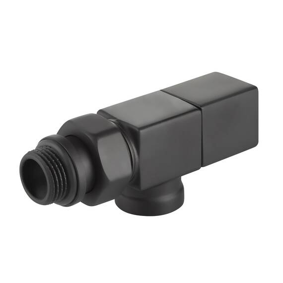 Набор дизайн-вентилей Royal Thermo CUBE, осевой (черный) 1/2", фото , изображение 3