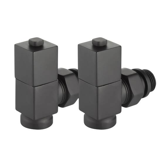 Набор дизайн-вентилей Royal Thermo CUBE, угловой (черный) 1/2", фото , изображение 5