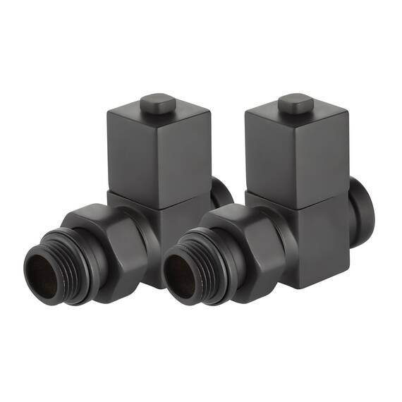 Набор дизайн-вентилей Royal Thermo CUBE, прямой (черный) 1/2", фото , изображение 4