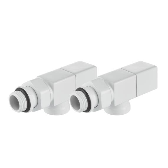 Набор дизайн-вентилей Royal Thermo CUBE, осевой (белый) 1/2", фото , изображение 4