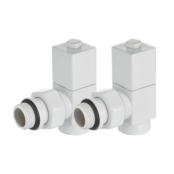 Набор дизайн-вентилей Royal Thermo CUBE, угловой (белый) 1/2", фото , изображение 3