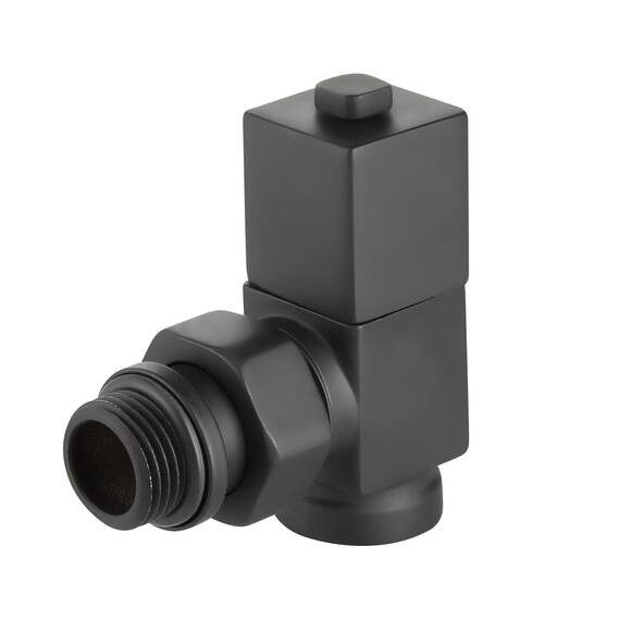 Набор дизайн-вентилей Royal Thermo CUBE, угловой (черный) 1/2", фото , изображение 2