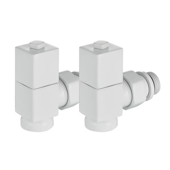 Набор дизайн-вентилей Royal Thermo CUBE, угловой (белый) 1/2", фото , изображение 5