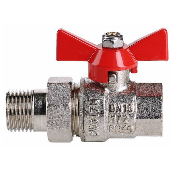 Кран шар. Valtec VT.227.N.04 BASE ВН 1/2" с американкой бабочка, фото , изображение 4