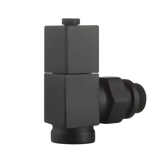 Набор дизайн-вентилей Royal Thermo CUBE, угловой (черный) 1/2", фото , изображение 7
