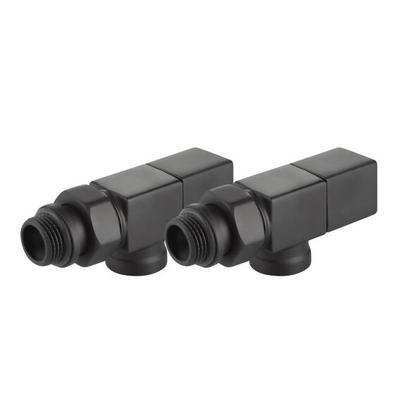 Набор дизайн-вентилей Royal Thermo CUBE, осевой (черный) 1/2", фото , изображение 4