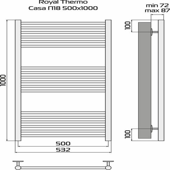 Полотенцесушитель Royal Thermo Casa П18 500х1000 стальной, фото , изображение 8