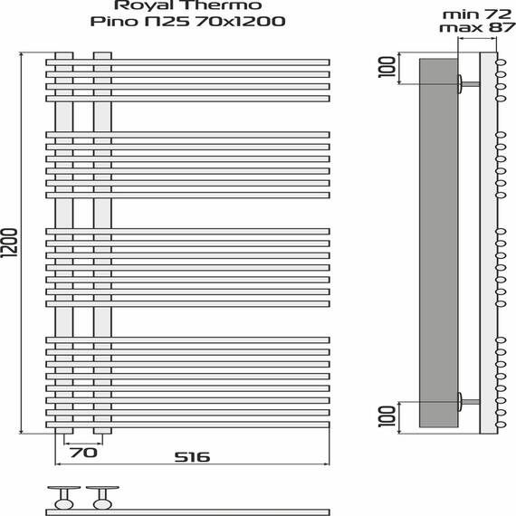 Полотенцесушитель Royal Thermo Pino П25 500х1200 белый, фото , изображение 4