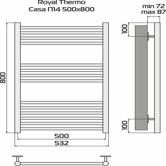 Полотенцесушитель Royal Thermo Casa П14 500х800 черный, фото , изображение 8