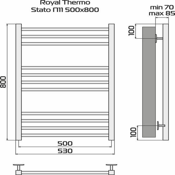 Полотенцесушитель Royal Thermo Statо П11 500х800 стальной, фото , изображение 4