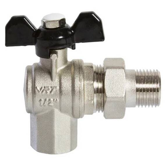 Кран VRT шаровой со сгоном угловой 1/2" бабочка, фото , изображение 5