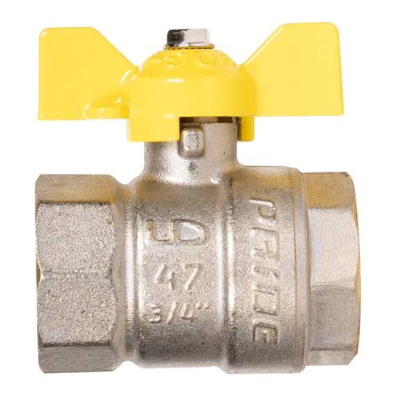 Кран шаровой латунный LD Pride 47.20.В-В.Б GAS (бабочка), фото , изображение 4