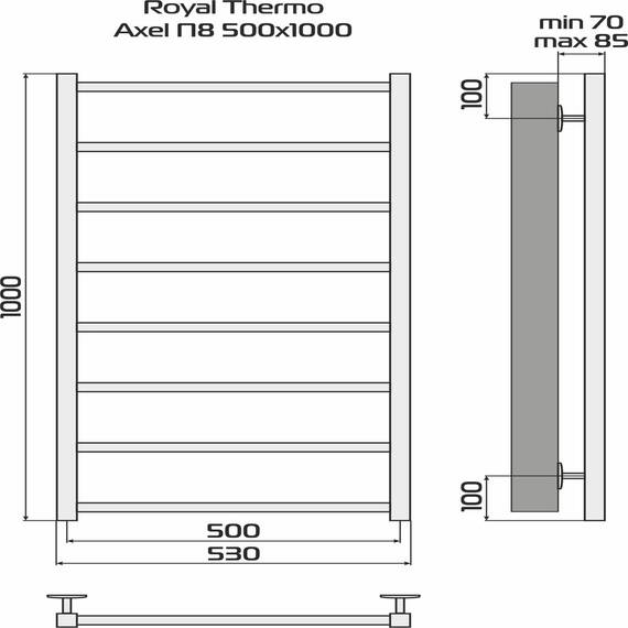 Полотенцесушитель Royal Thermo Axel П8 500х1000 белый, фото , изображение 4