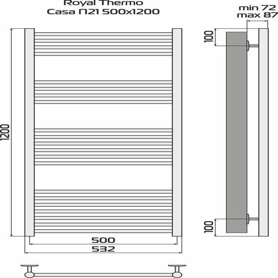 Полотенцесушитель Royal Thermo Casa П21 500х1200 стальной, фото , изображение 8