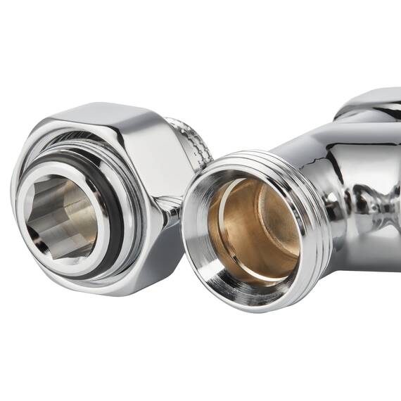Набор термостатический для радиатора осевой Royal Thermo Design Pro 15 мм М30х1,5 (Хром), фото , изображение 5