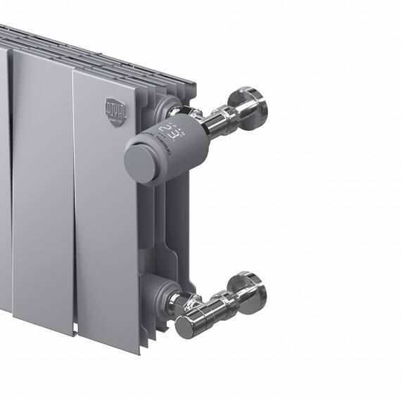 Набор термостатический для радиатора угловой Royal Thermo Design Pro 15 мм М30х1,5 (Хром), фото , изображение 2