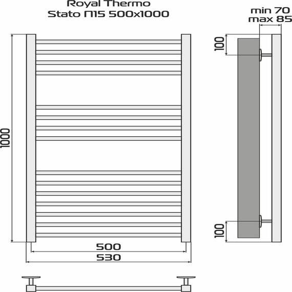 Полотенцесушитель Royal Thermo Stato П15 500х1000 белый, фото , изображение 4