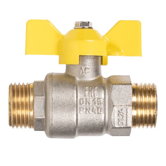 Кран шаровой латунный LD Pride 47.15.Н-Н.Б GAS (бабочка), фото , изображение 4