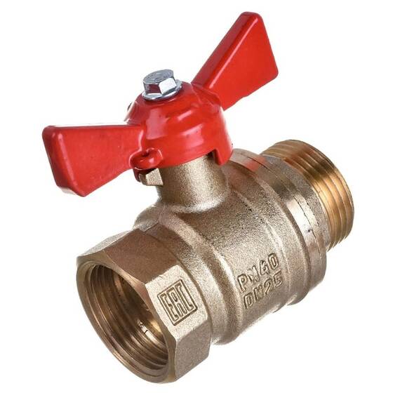 Кран шаровой VALFEX для воды 1" ВР/НР ручка-бабочка, латунный 11Б27фт1М (48/12), фото 