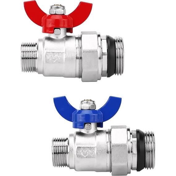 Кран шаровой VARMEGA, НР 1"x3/4", с разъемным соединением, для коллектор. групп, комплект_2 шт, фото 