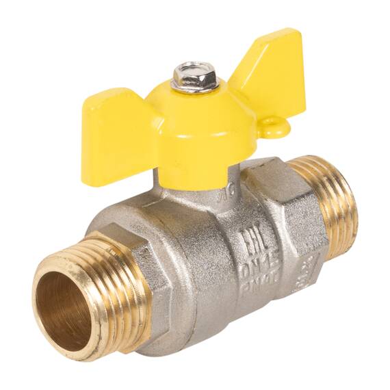 Кран шаровой латунный LD Pride 47.15.Н-Н.Б GAS (бабочка), фото , изображение 2