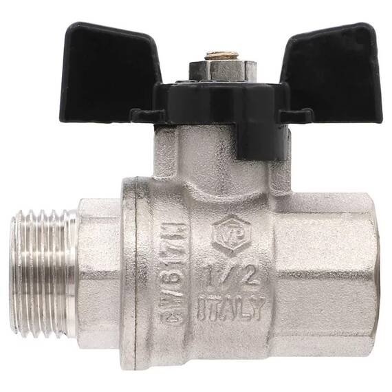 Кран VIEIR шаровый 1" ВВ, бабочка, никель, черный (60/6) VP220-03, фото , изображение 4