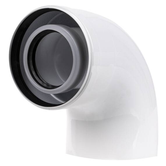 Отвод коаксиальный Royal Thermo 60/100, 90 гр. M/F для конденсационных котлов, фото 