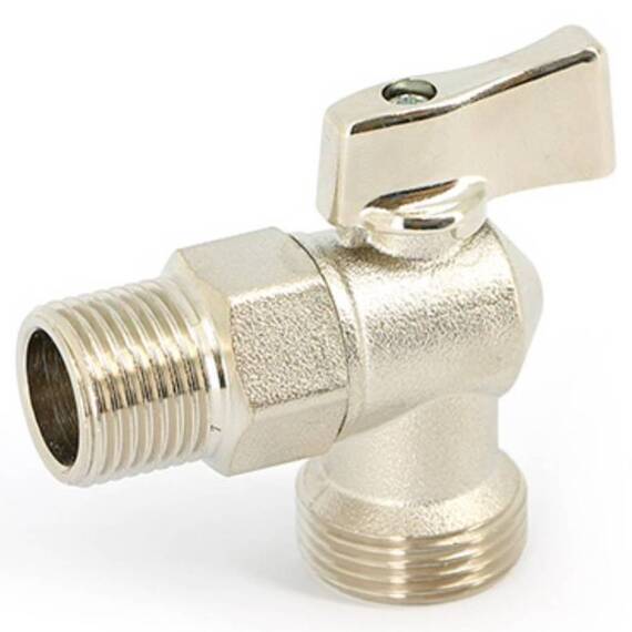 Кран Uni-Fitt Н 1/2"х3/4" для подключения стиральных/посудомоечных машин, никелированный, фото 